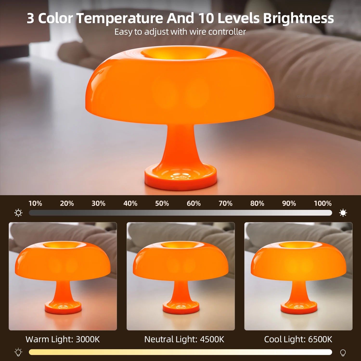 Mushroom Table Lamp Modern Bauhaus Design Table Lamp 3 Light Modes Unlimited Dimming Hotel Bedroom Atmosphere Light