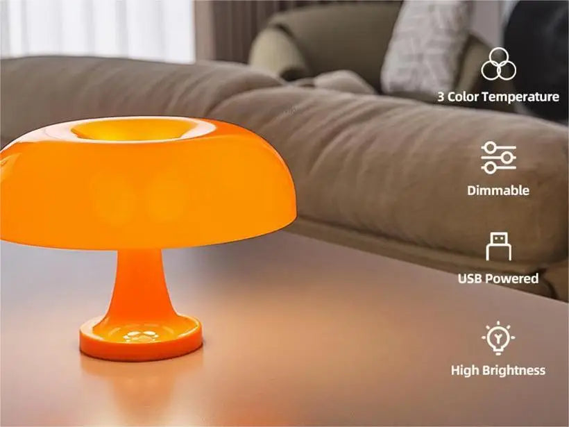 Mushroom Table Lamp Modern Bauhaus Design Table Lamp 3 Light Modes Unlimited Dimming Hotel Bedroom Atmosphere Light